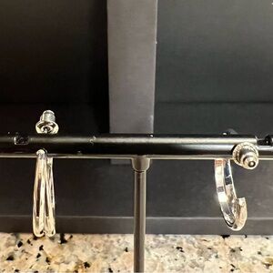 Silver Twist Hoop Earrings NWOT